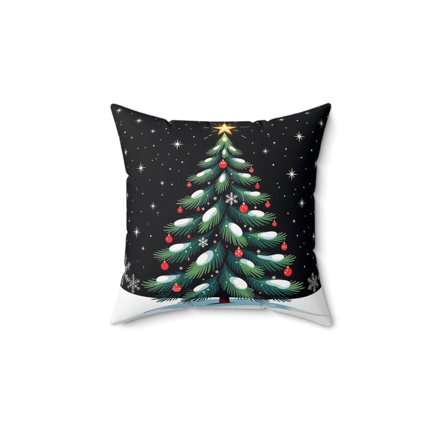 Christmas Tree Throw Pillow — Festive Star-Topped Holiday Decor