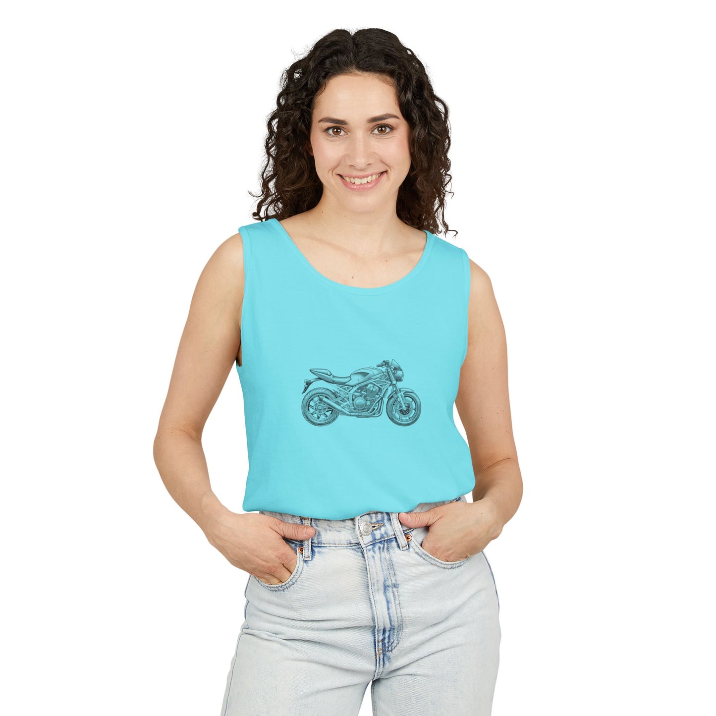 Motorcycle Lover's Unisex Garment-Dyed Tank Top, Biker Apparel, Casual Summer Shirt, Gift for Him or Her, Adorable Motorcycle Graphic, [...]