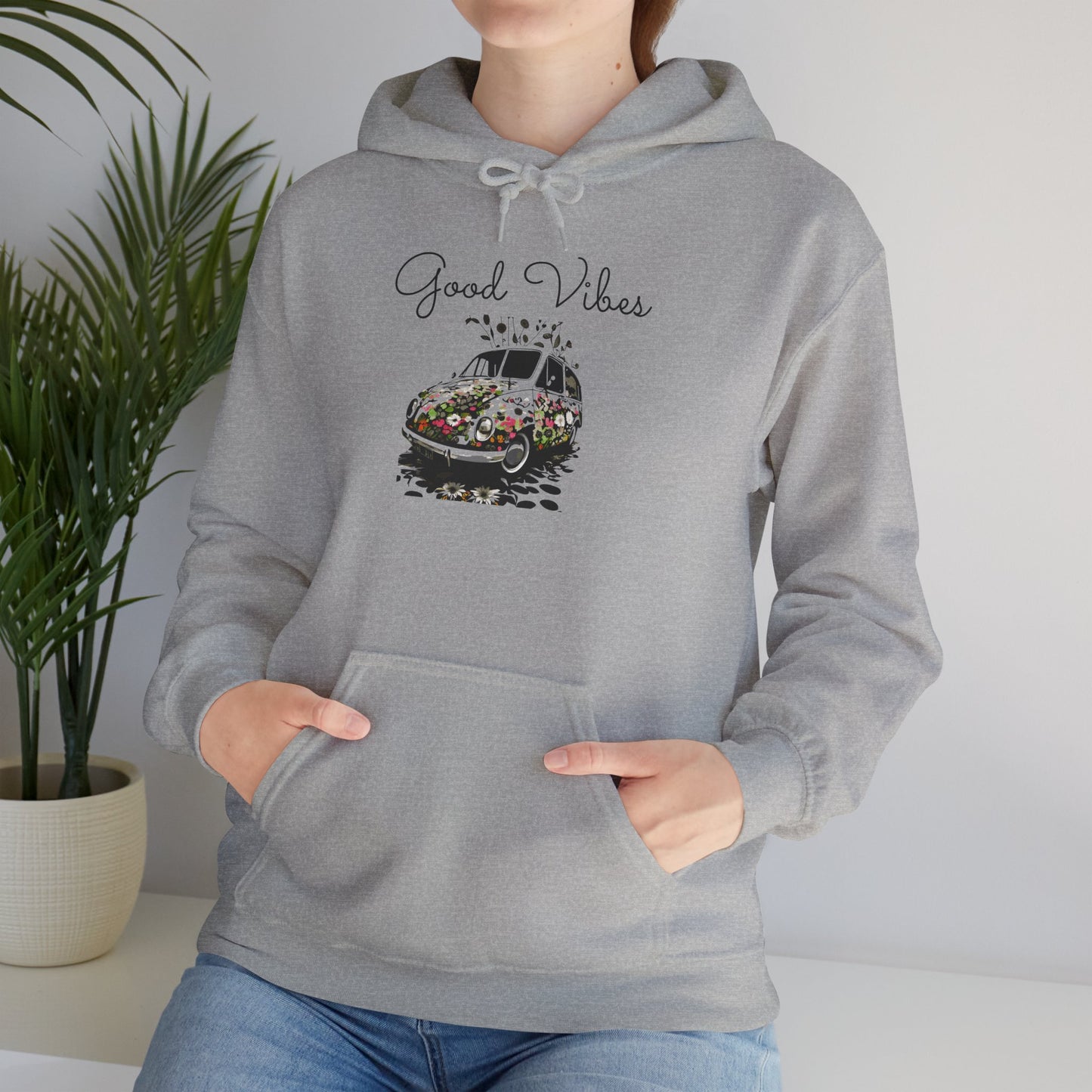 Good Vibes Hooded Sweatshirt - Unisex Heavy Blend, Cozy Gift for Friends, Casual Wear, Summer Outings, Beach Days, Chill Vibes