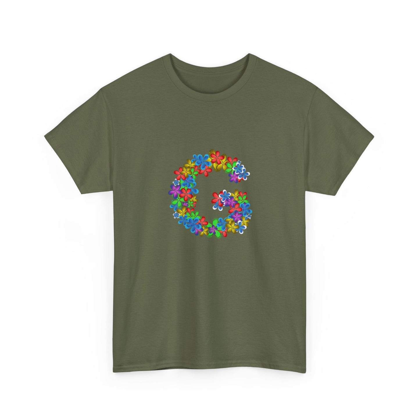 Floral Initial Unisex Tee - Personalized Gift, Casual Summer Wear, Birthday Present, Eco-Friendly Tee, Customizable Clothing