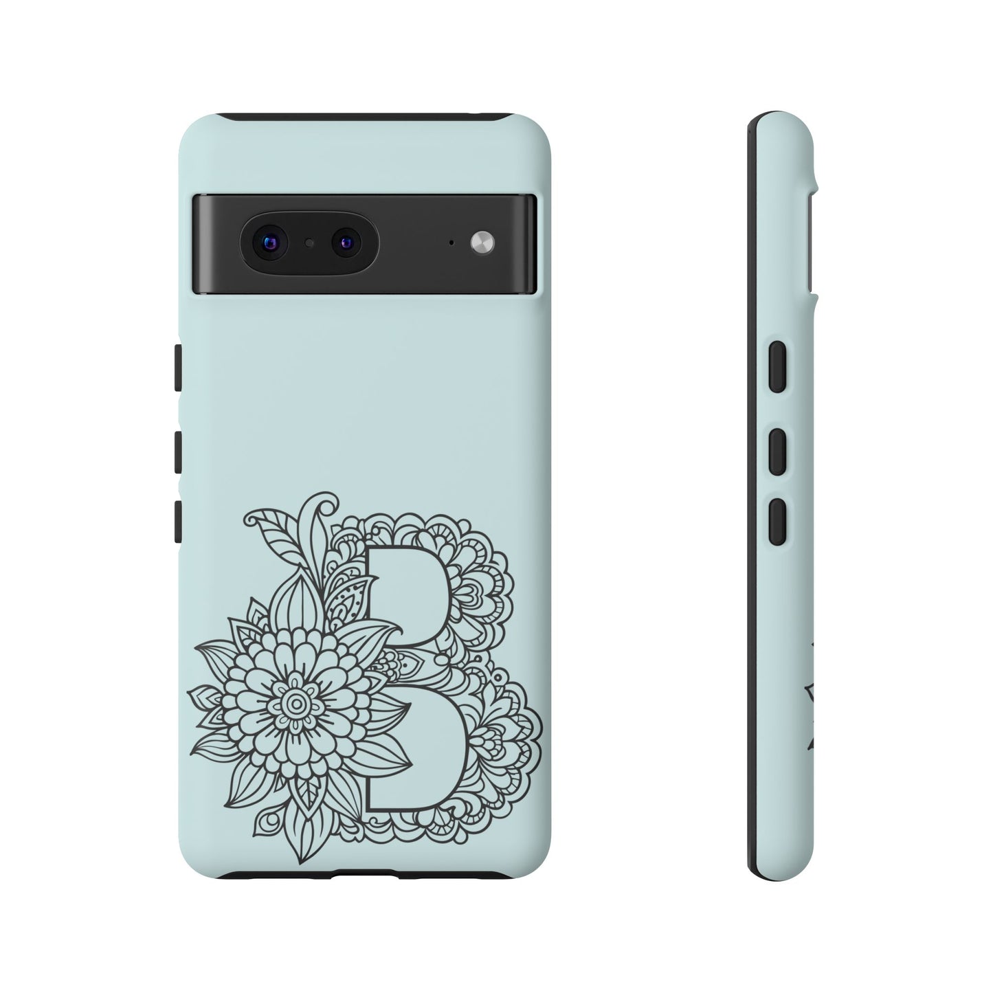 Personalized Tough Phone Case- Letter B, Floral Monogram Cell Phone Cover, Custom Protective Case, Unique Gift, Birthday, Graduation