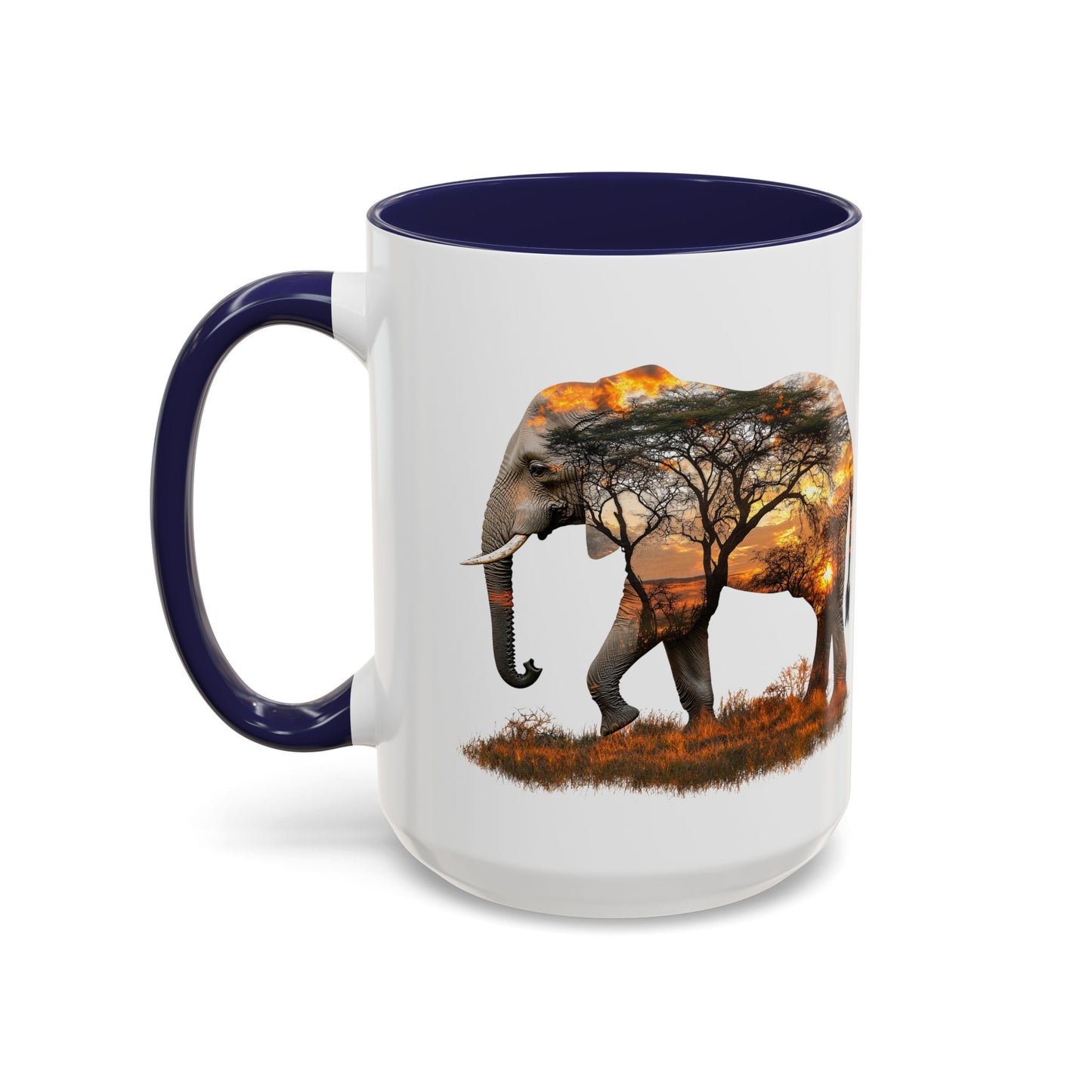 Elegant Elephant Accent Coffee Mug - Nature Lover Gift, Animal Lover Mug, Unique Home Decor, Wildlife Conservation, Travel Mug