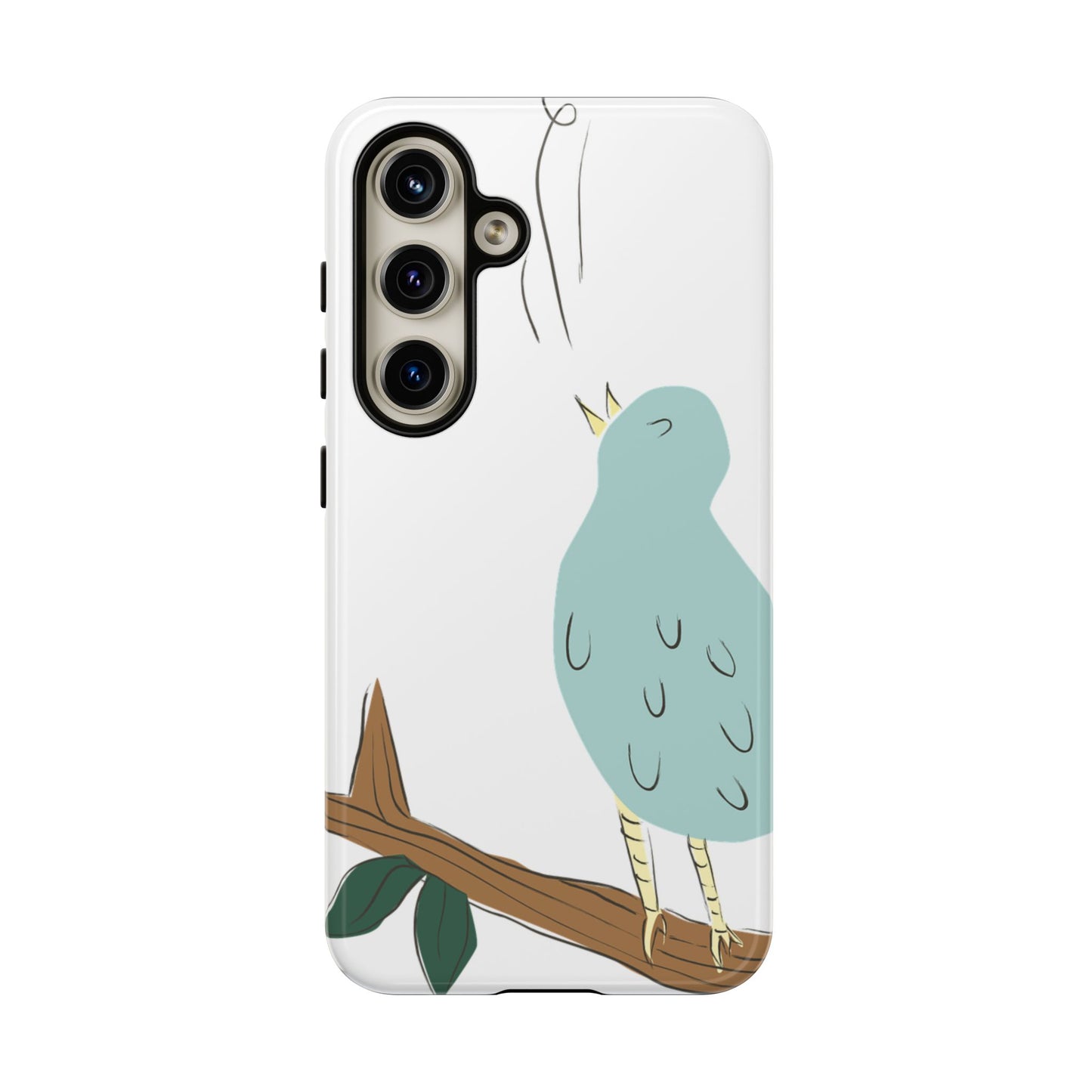Birdsong Phone Case — Cute Blue Bird on Branch Protective Case