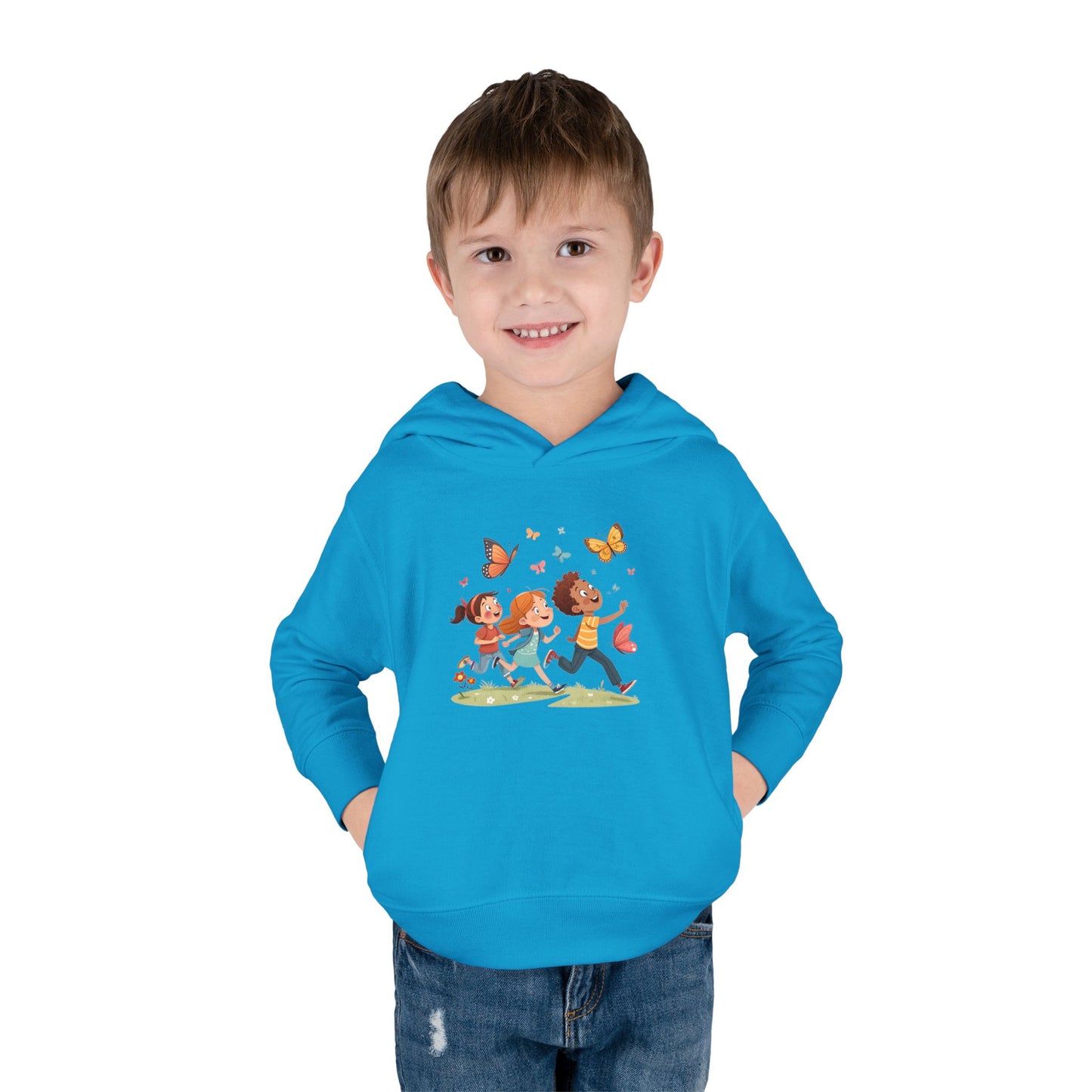Butterfly Adventure Toddler Pullover Hoodie | Cute Kids Apparel, Fleece Hoodie, Toddler Gift, Outdoor Playwear, Spring Fashion