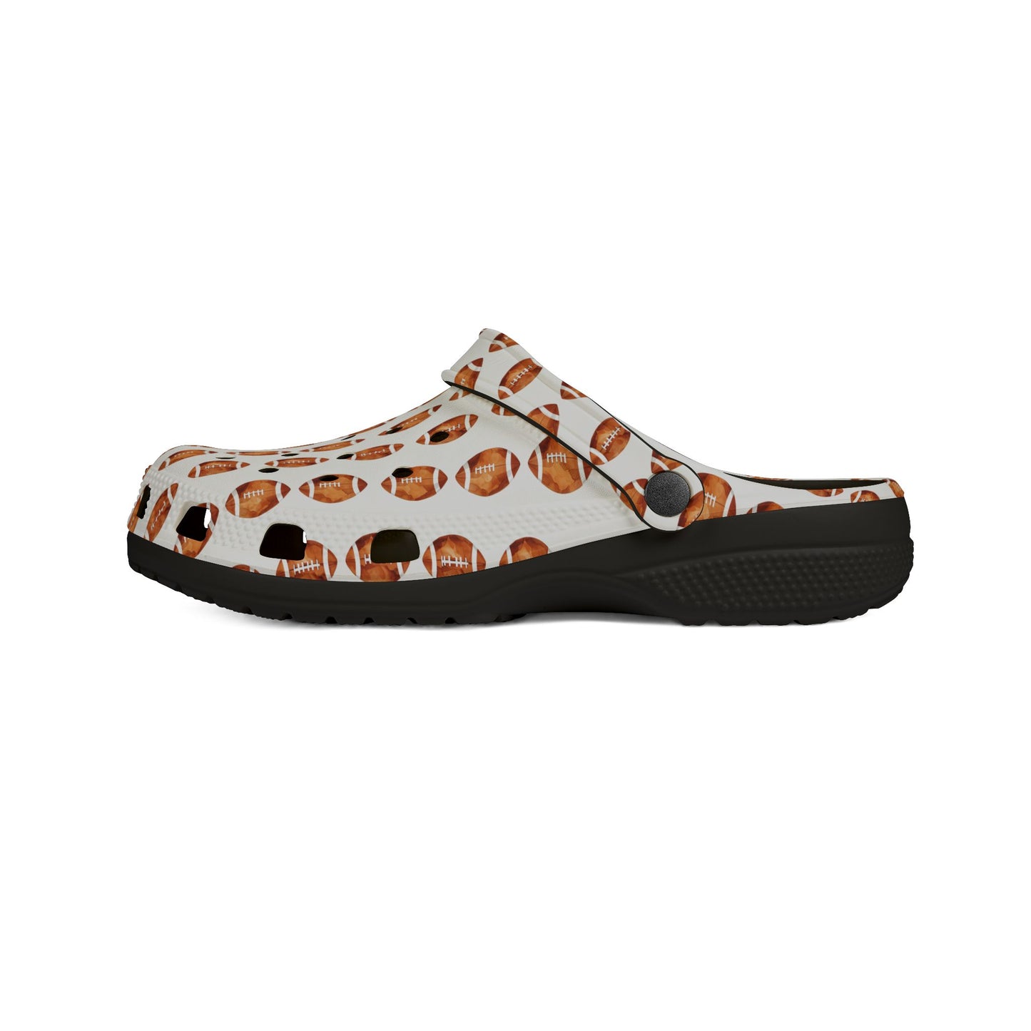Printed EVA Foam Clogs — All-Over Football Design