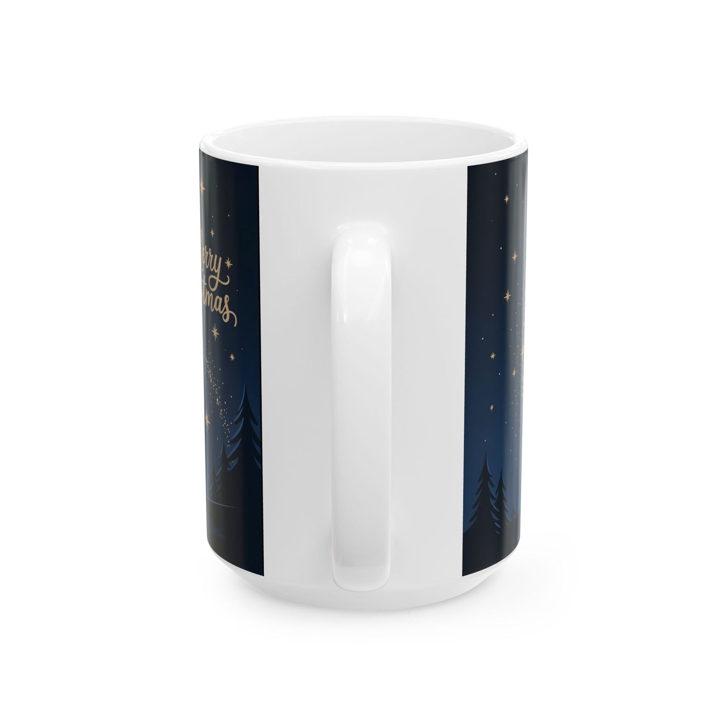 Christmas Starry Night Mug — Silhouette Parents & Child with Shooting Star (11oz/15oz)