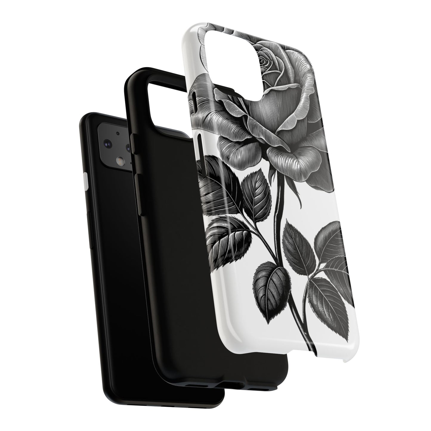 Elegant Floral Phone Case - Tough Cases, Black Rose Design, Floral Phone Cover, Stylish Phone Accessory, Gift for Her, Mother's Day