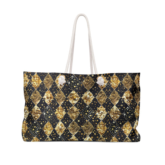 Elegant Gold and Black Weekender Bag