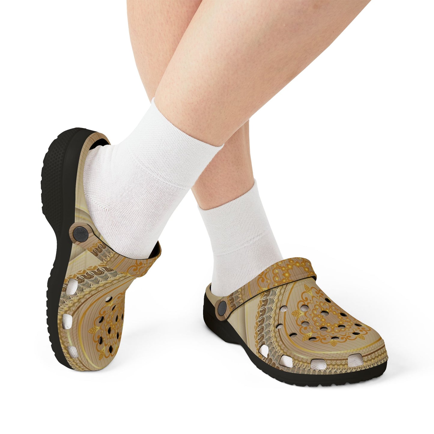 Golden Mandala EVA Foam Clogs — Comfortable Slip-On Garden Shoes