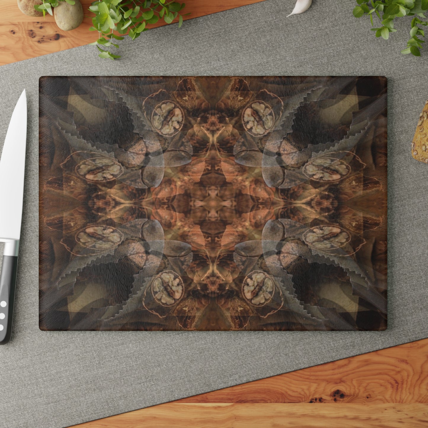 Glass Cutting Board — Rustic Kaleidoscope Pattern Tempered Glass Chopping Board