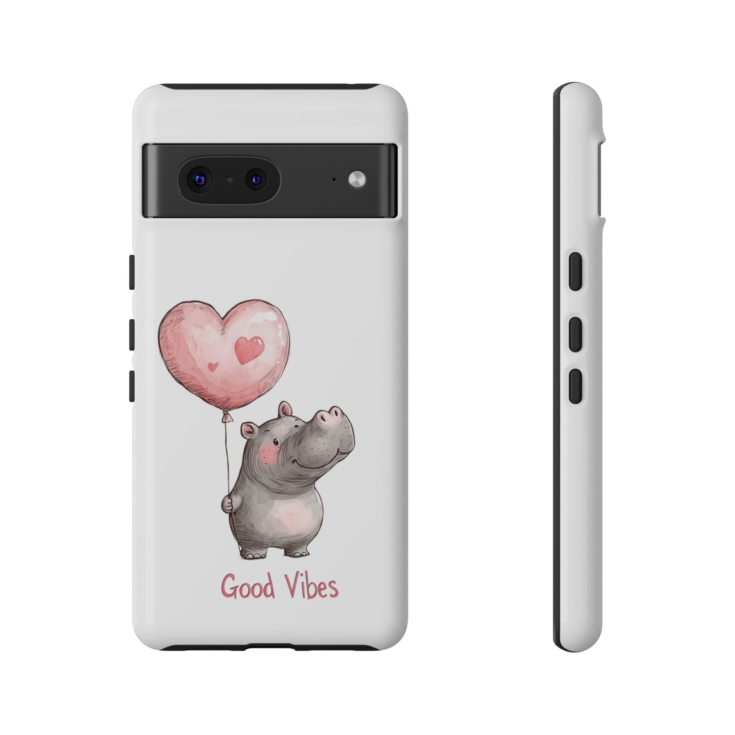 Cute Hippo Phone Case - Good Vibes Design, Animal Lover Gift, Fun Accessory, Birthday Present, Phone Accessories