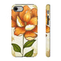 Floral Phone Case with Orange Flower Design, Tough Phone Cover, Floral Gift, Stylish Tech Accessory, Nature Lovers, Spring Vibes