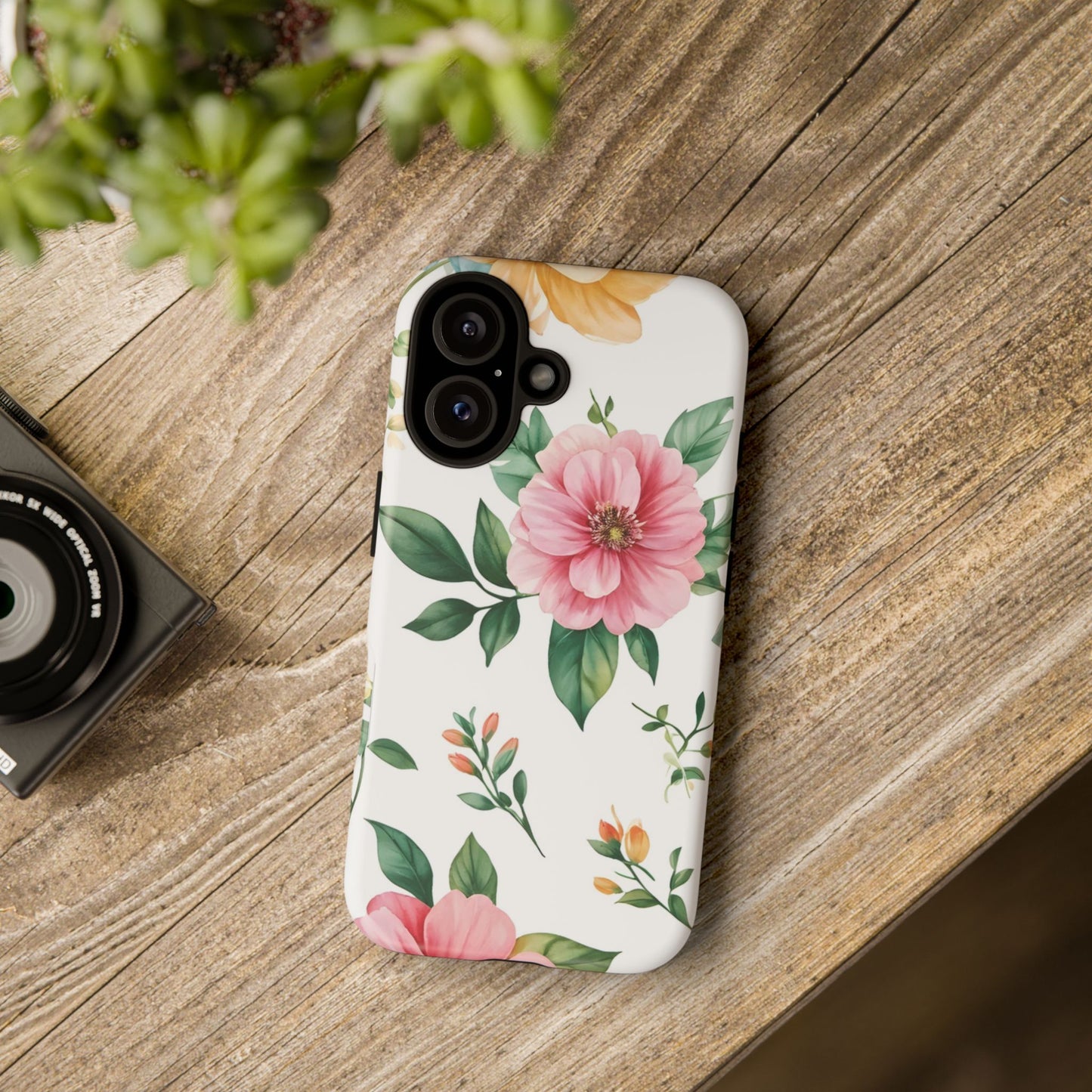 Floral Tough Phone Case — Pink Peony Protective Phone Cover