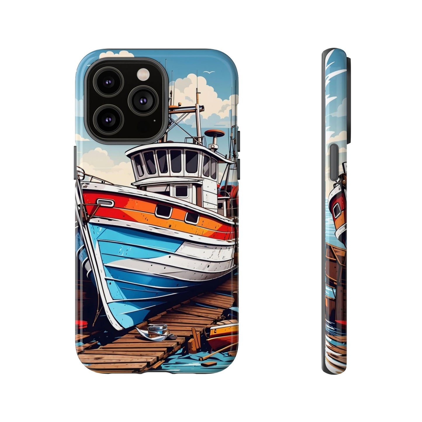 Colorful Fishing Boat Phone Case | Nautical Gift, Marine Design, Coastal Aesthetic, Summer Vibes, Sea Lover's Accessory