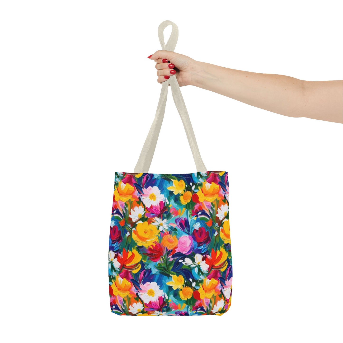Colorful Floral Tote Bag — Vibrant All-Over Print Shopper