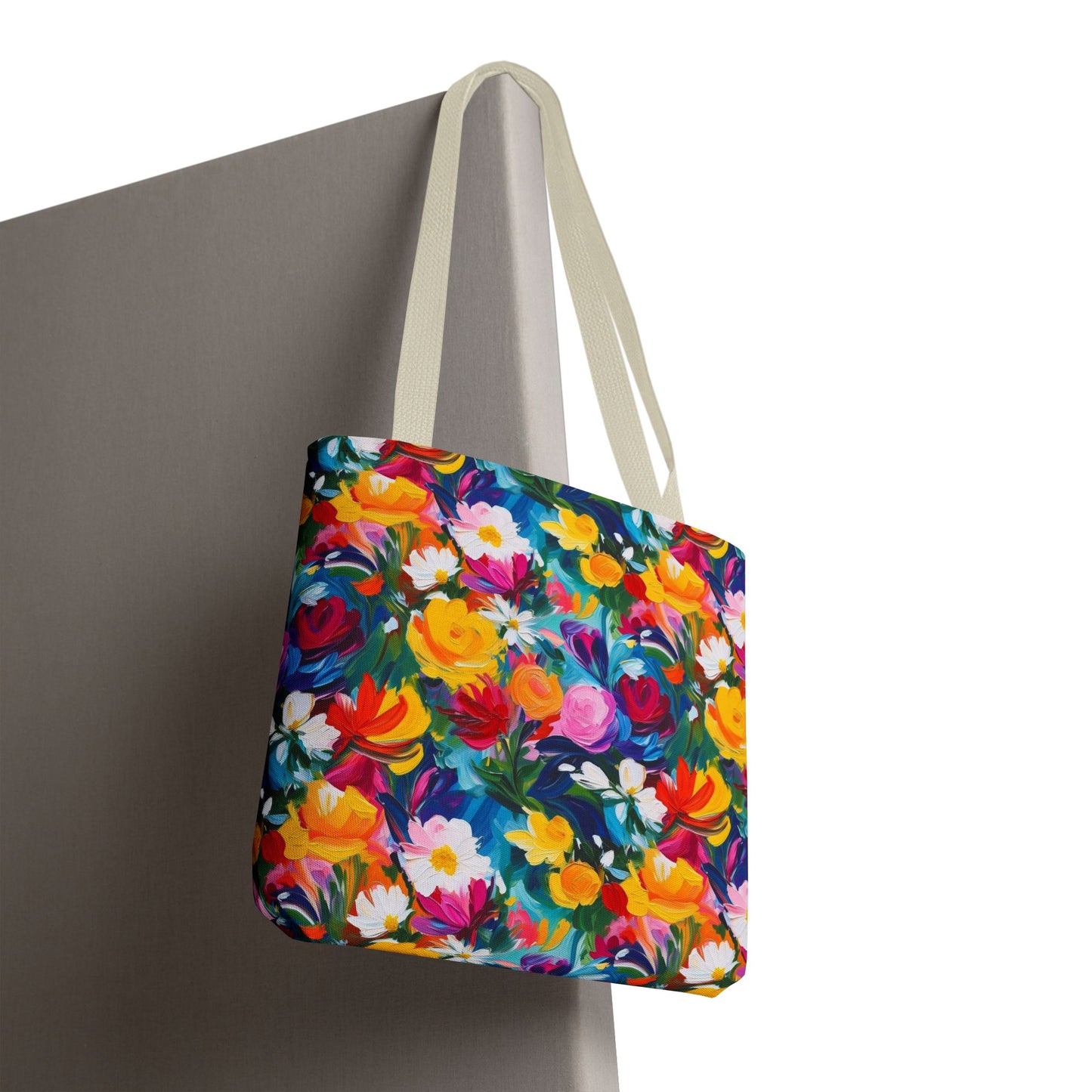 Colorful Floral Tote Bag — Vibrant All-Over Print Shopper