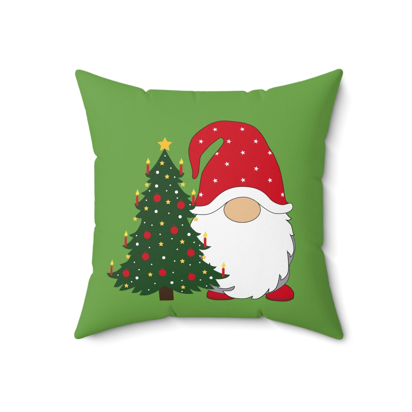 Christmas Gnome Pillow with Decorated Tree - Festive Holiday Throw Pillow