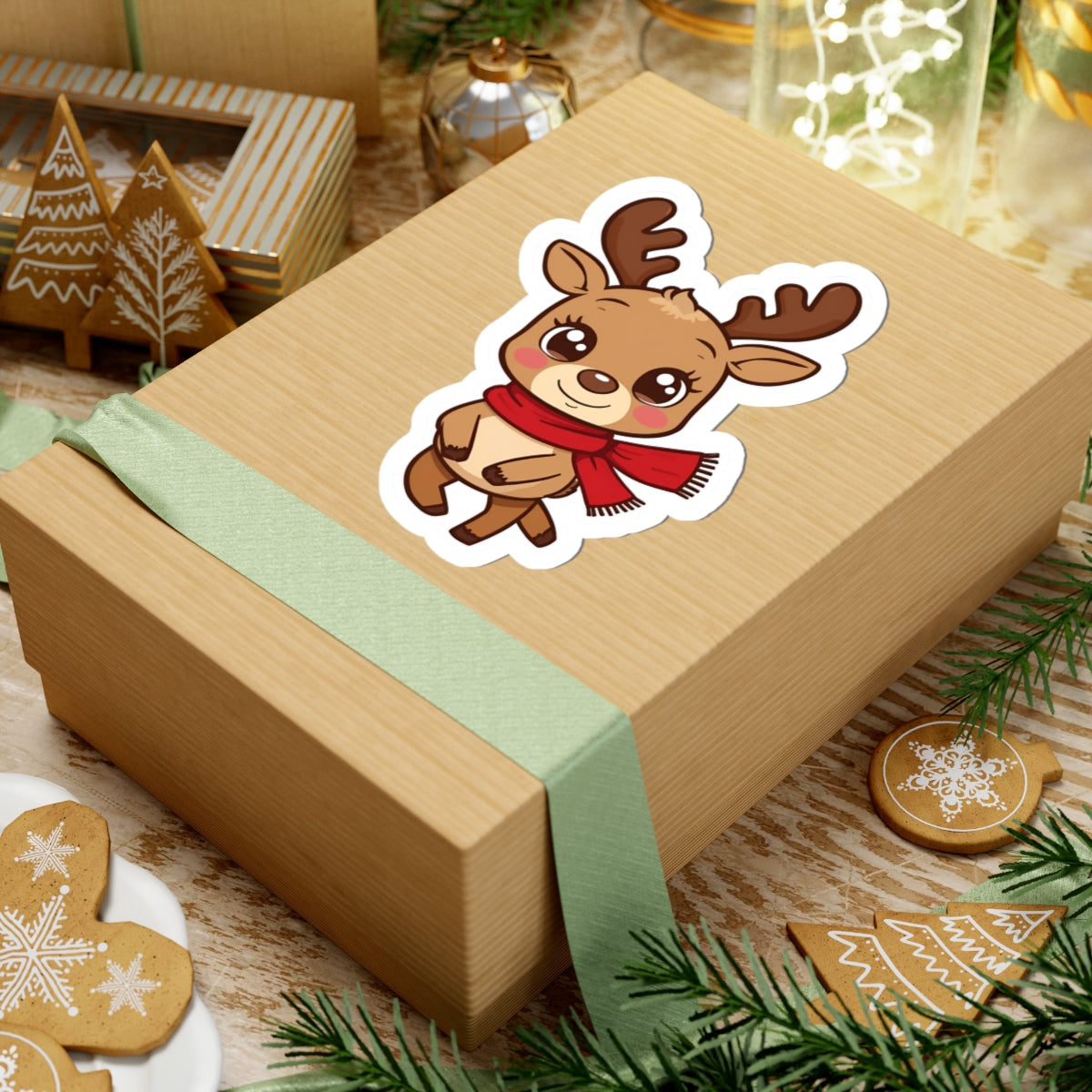 Cute Reindeer Kiss-Cut Stickers for Holiday Cheer, Perfect for Scrapbooking, Gift Wrapping, Holiday Cards, and More!