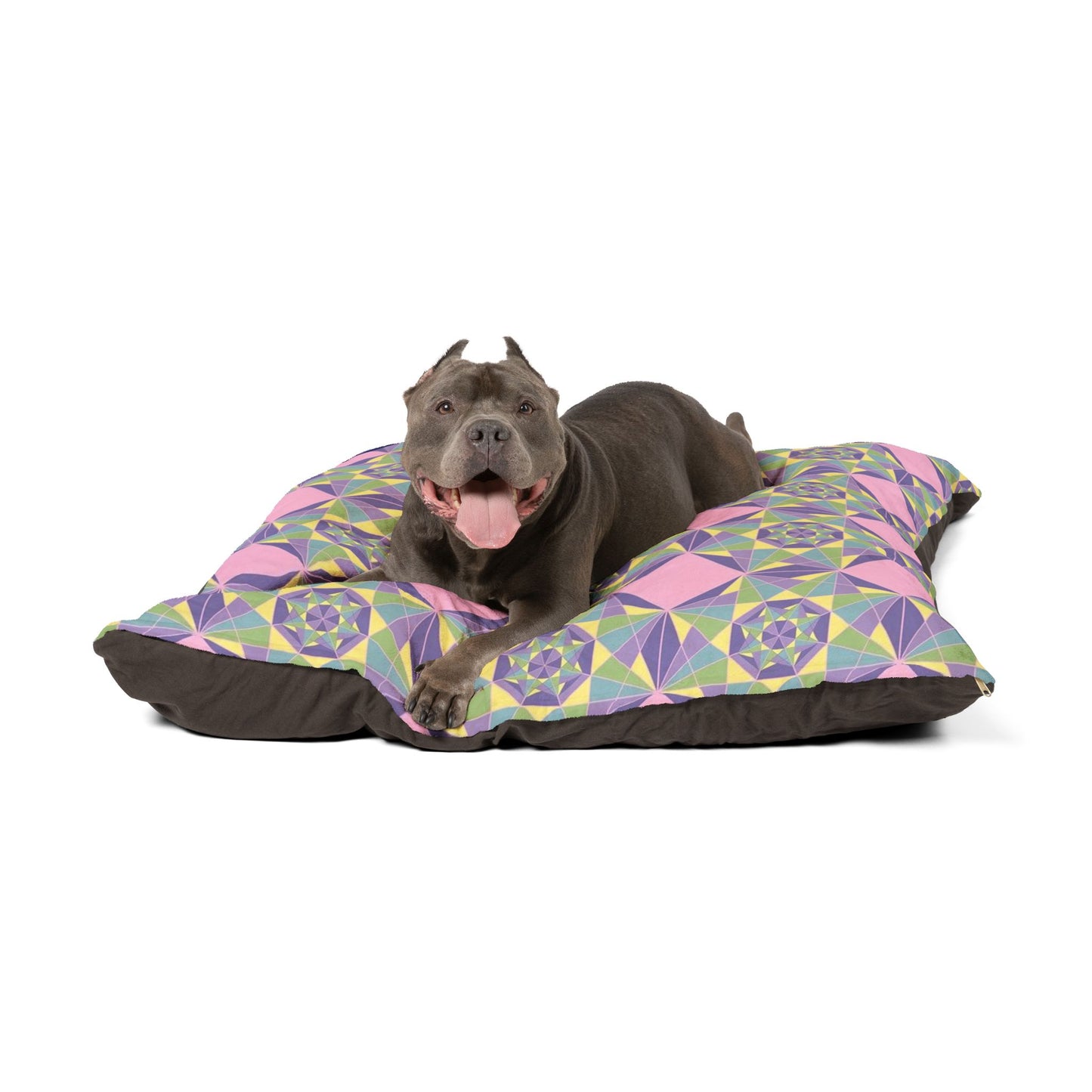 Personalized Pet Bed with Colorful Geometric Pattern, Cozy Dog Bed, Cat Bed, Customizable Pet Pillow, Unique Pet Gift