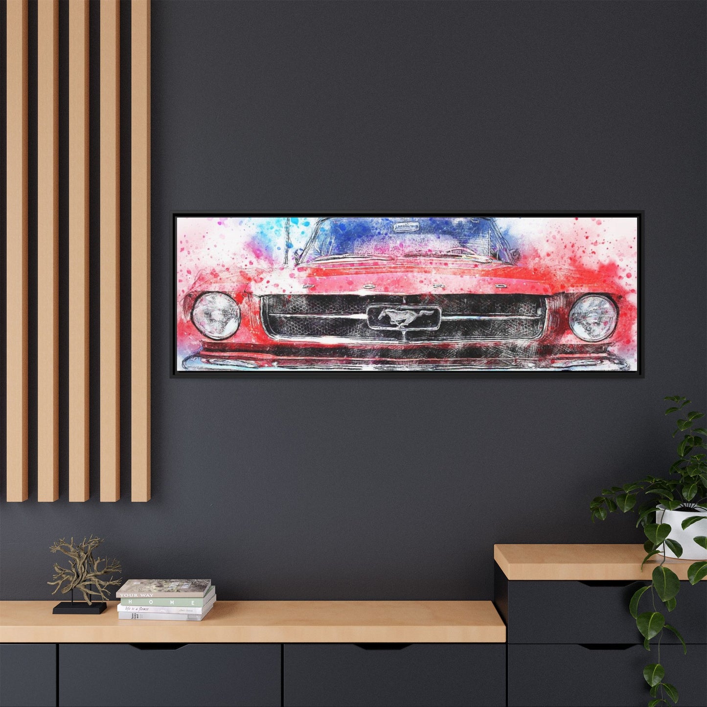 Matte Canvas, Framed Mustang Car