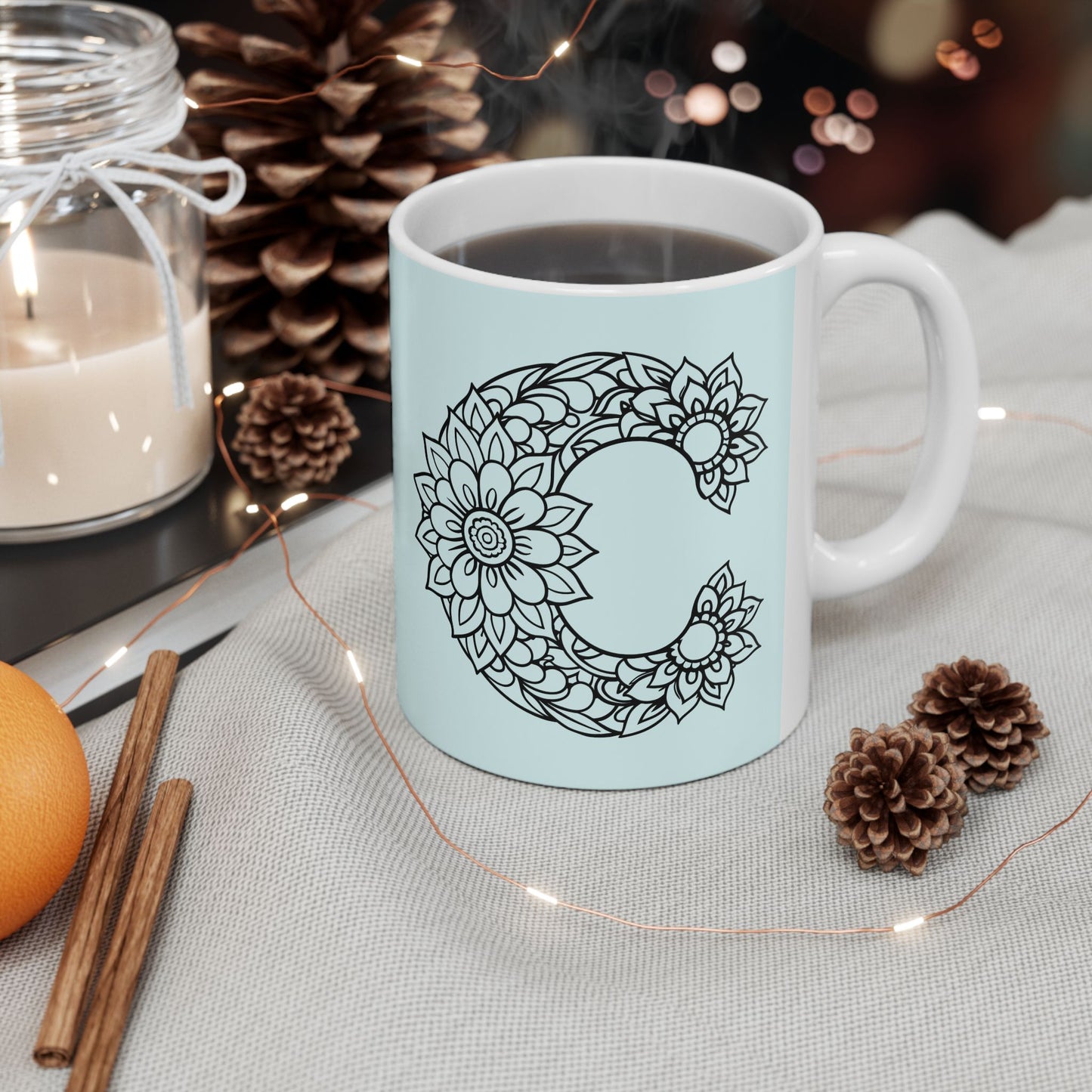 Copy of Mandala Design Ceramic Mug -Letter C Relaxing Gift for Tea Lovers, Coffee Enthusiasts, Home Decor, Perfect for Holidays, Zen Vibe