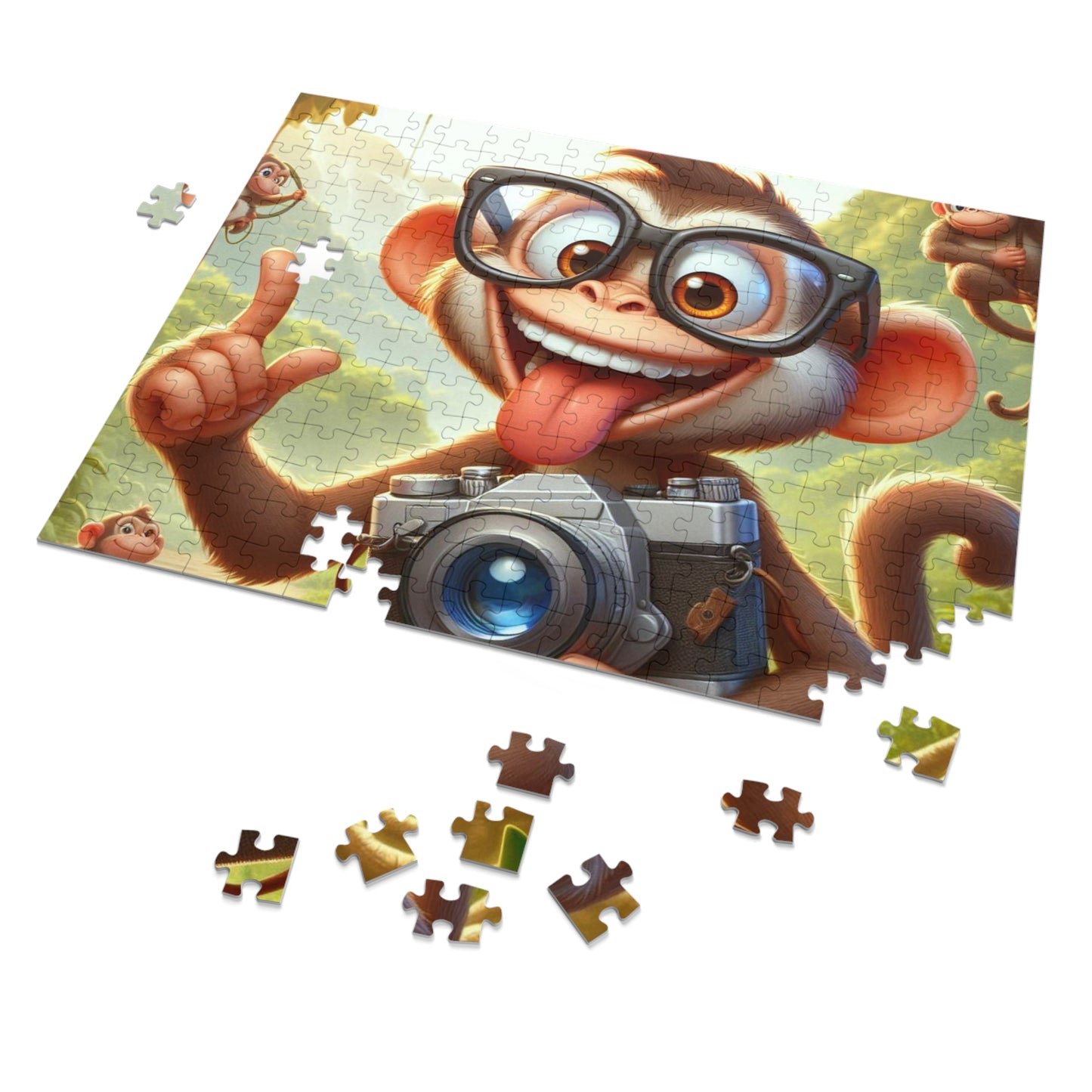 Fun Monkey Jigsaw Puzzle with Tin, Kids Puzzle, Family Game Night, Educational Activity, Gifts for Kids, Animal Themed Puzzle