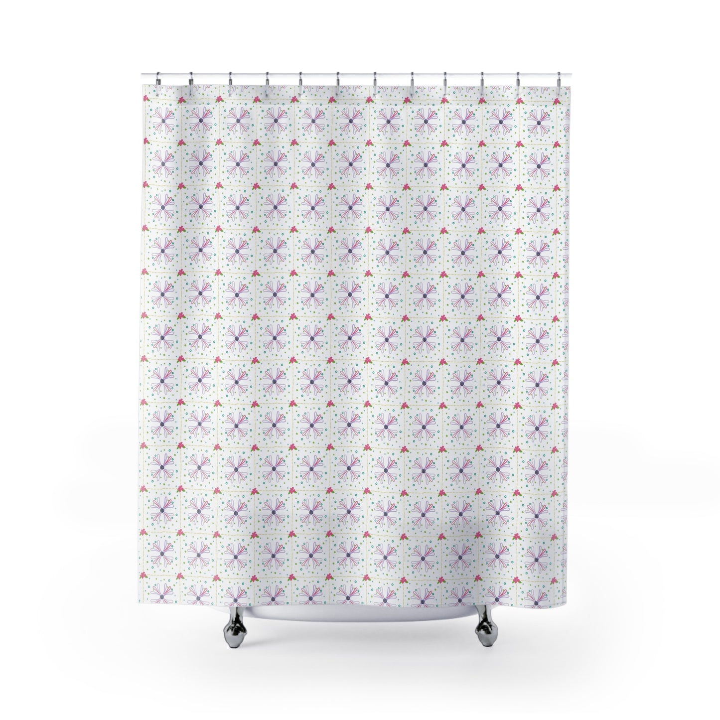 Floral Pattern Shower Curtain, Elegant Bathroom Decor, Home Makeover, Gift for New Home, Spring Refresh