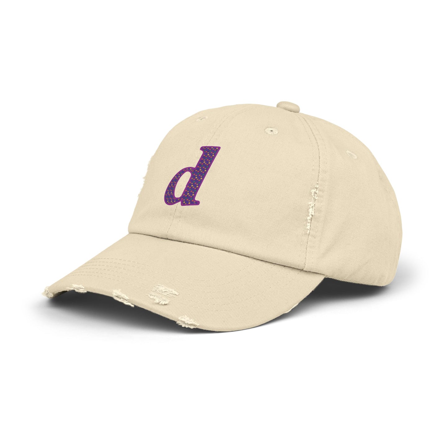 Distressed Cap with Purple Letter 'd' - Casual Street Style Hat for Everyday Wear, Gift for Dad, Unisex Fashion Accessory, Trendy [...]