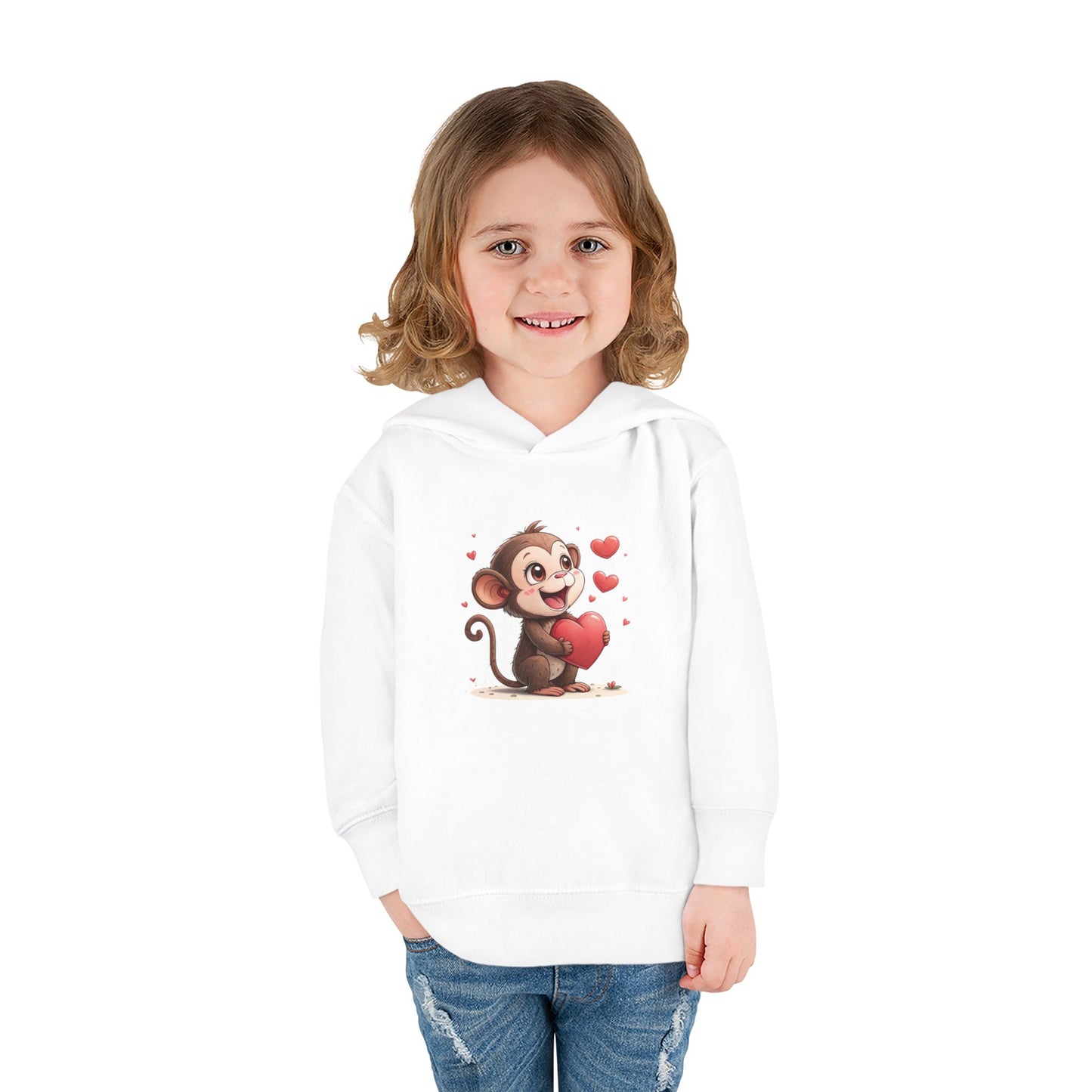 Adorable Toddler Monkey Love Hoodie, Birthday Gift, Kids Pullover, Baby Shower Gift, Cute Fleece Sweatshirt
