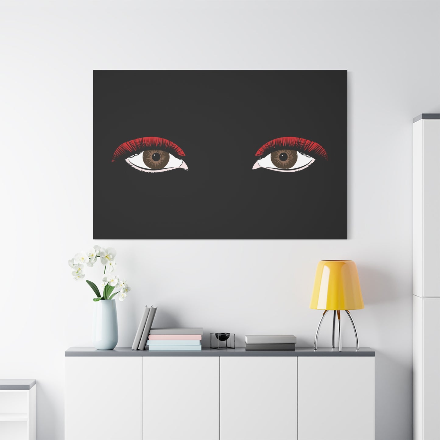 Red Lashes Wall Art Canvas — Glam Eyes Makeup Decor
