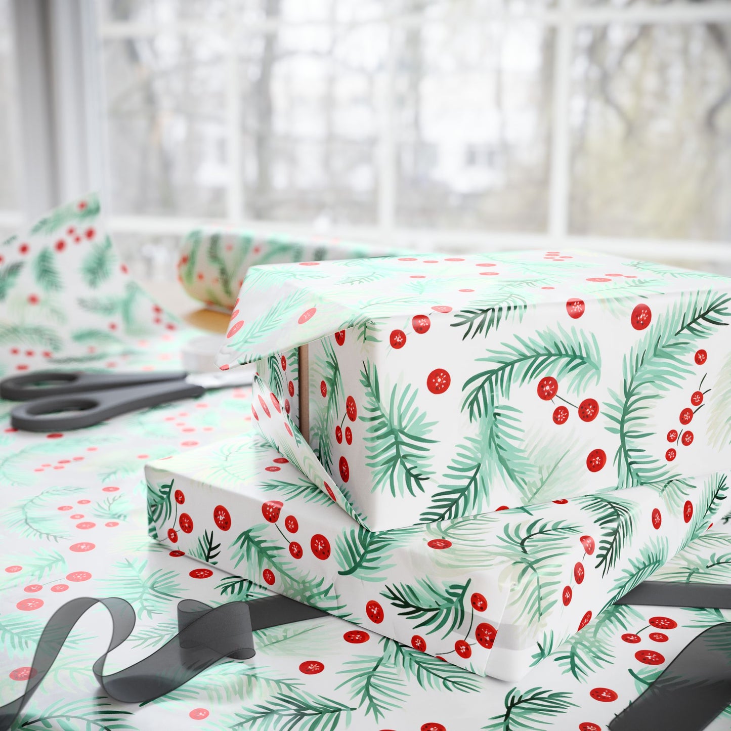 Festive Wrapping Paper, Holiday Gift Wrap for Christmas, Eco-Friendly Gift Wrap, Seasonal Wrapping Sheet, Party Supplies