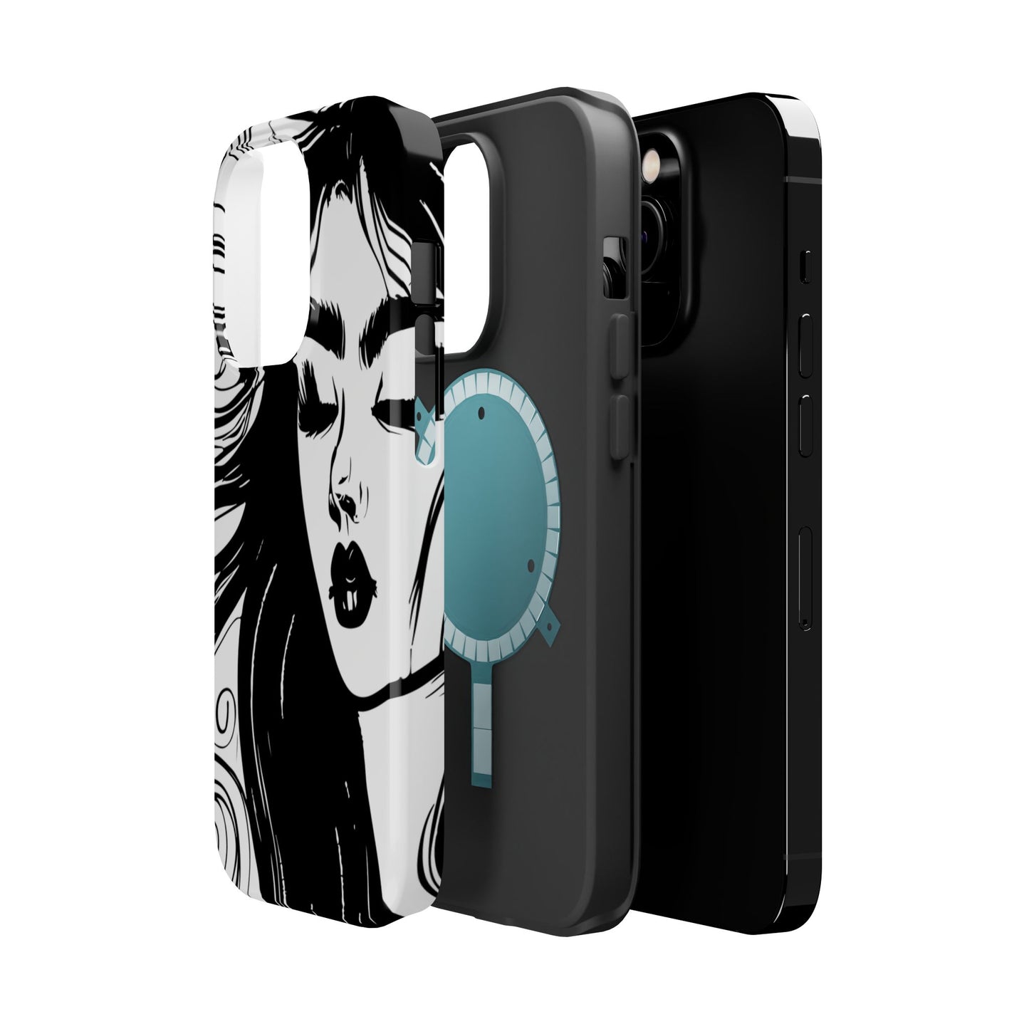 Artistic Black & White Portrait Phone Case — Magnetic Impact-Resistant