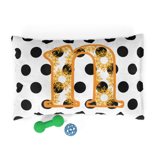 Chic Personalized Pet Bed with Polka Dots, Dog Bed, Cat Bed, Cozy Pet Cushion, Custom Name Gift for Pet Lovers, Stylish Home Decor