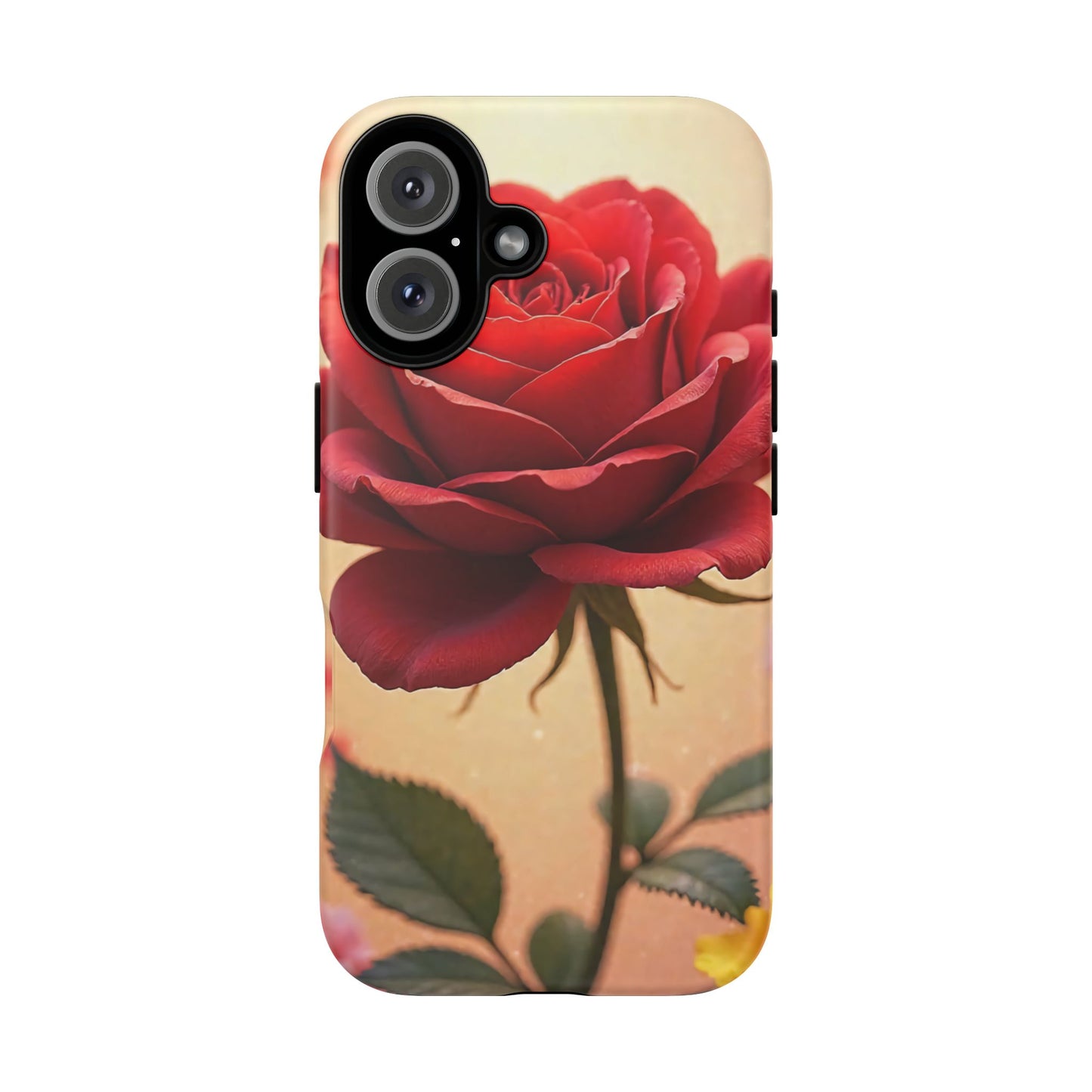 Floral Phone Case with Red Rose Design, Tough Phone Cover, Flower Print, Gift for Her, Stylish Accessory, Floral Aesthetic