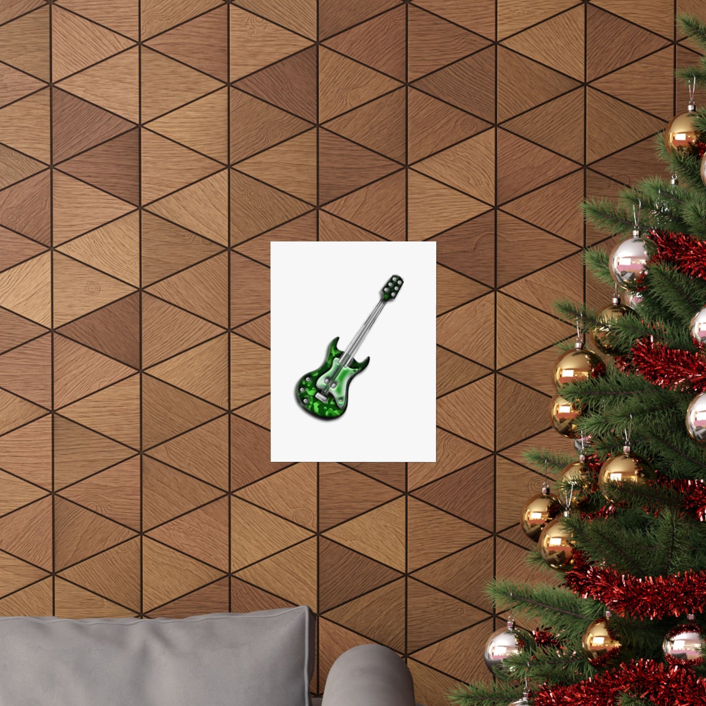 Guitar Art Poster - Rock Music Decor, Green Guitar Wall Art, Musician Gift, Home Office Decor, Music Lover Gift