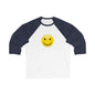 Smiley Face Unisex Baseball Tee, 3/4 Sleeve Shirt, Casual Top, Gift for Her, Unisex Apparel, Summer Fashion, Fun Everyday Wear