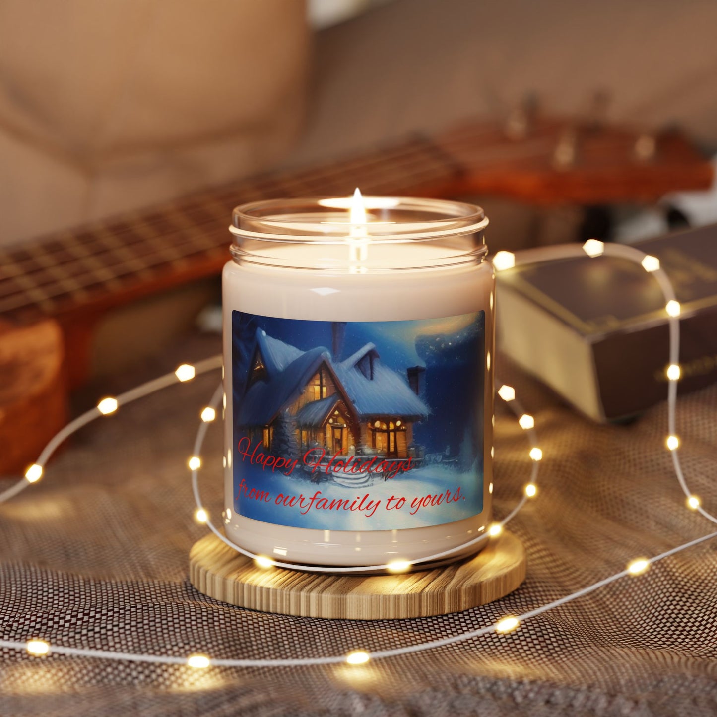 Winter Cottage Soy Candle — 'Warm Wishes from Our Family to Yours' 9oz