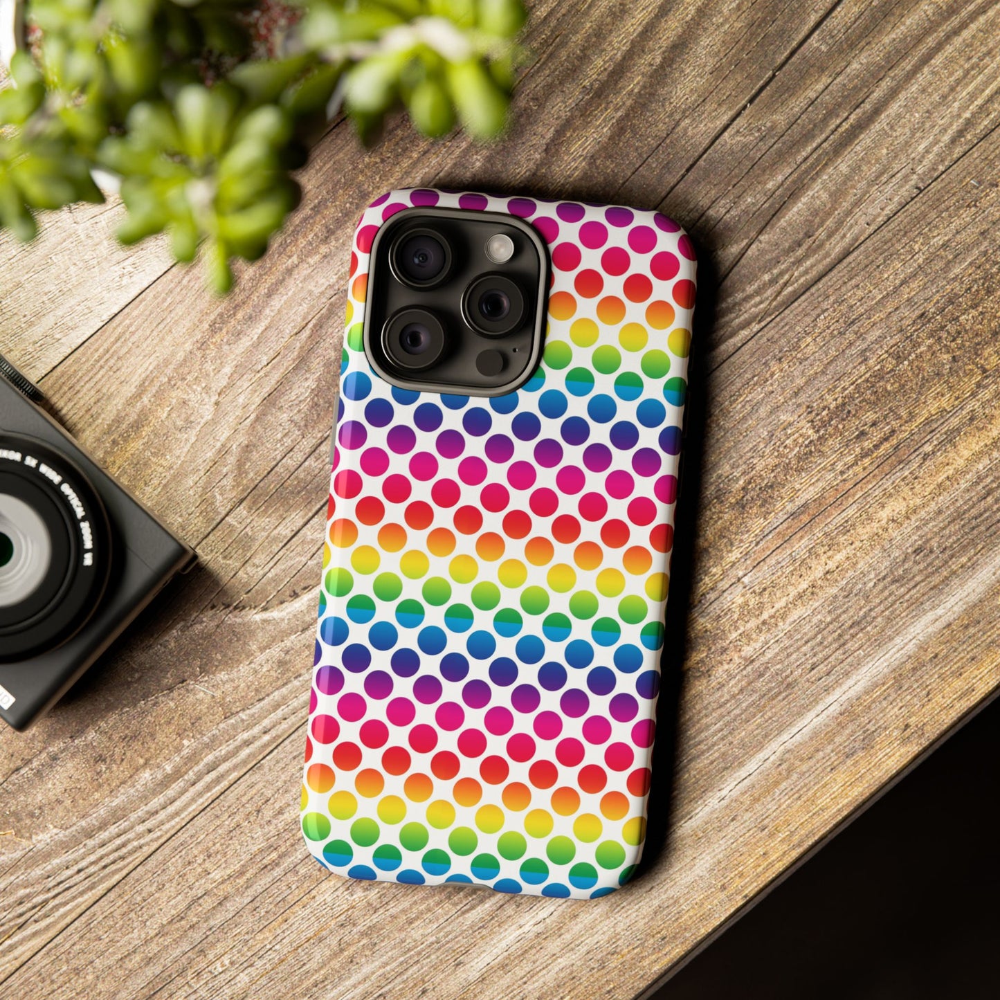Rainbow Dot Phone Case, Colorful Phone Cover, Fun Phone Accessory, Gift for Friends, Trendy Mobile Case