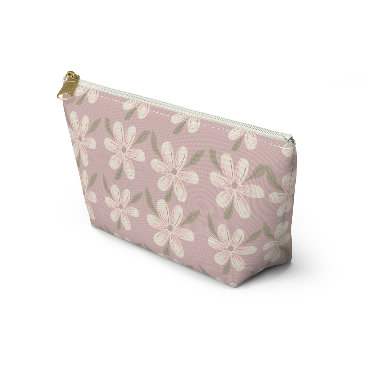 Floral Accessory Pouch, Makeup Bag, Travel Organizer, Gift for Her, Cosmetic Case, Pink Floral Design