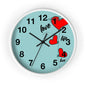 Love Hearts Wall Clock — Retro Teal Clock with Red Hearts & 'Love' Typography
