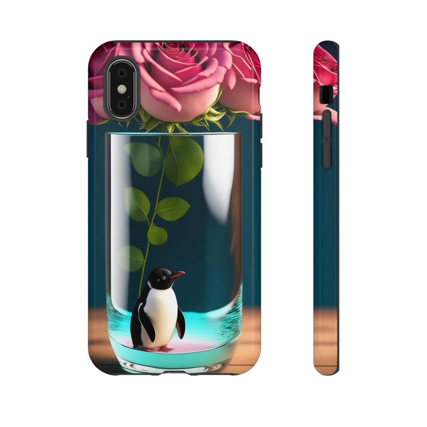 Penguin in a Glass Floral Tough Phone Case — Cute Protective Phone Cover