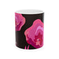 Floral Ceramic Mug - Pink Blossoms on Black, Gift for Flower Lovers, Home & Office Decor, Coffee or Tea, Mother's Day Gift, Birthday Present