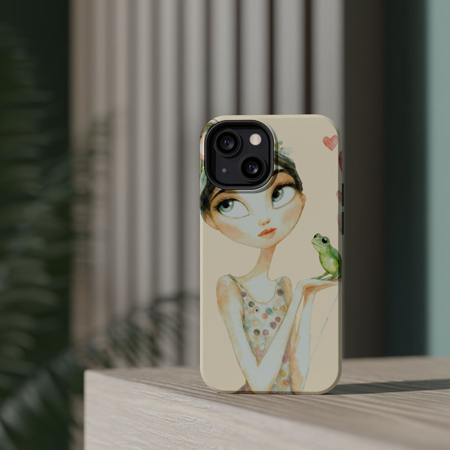 Whimsical Girl with Frog Magnetic Impact Phone Case