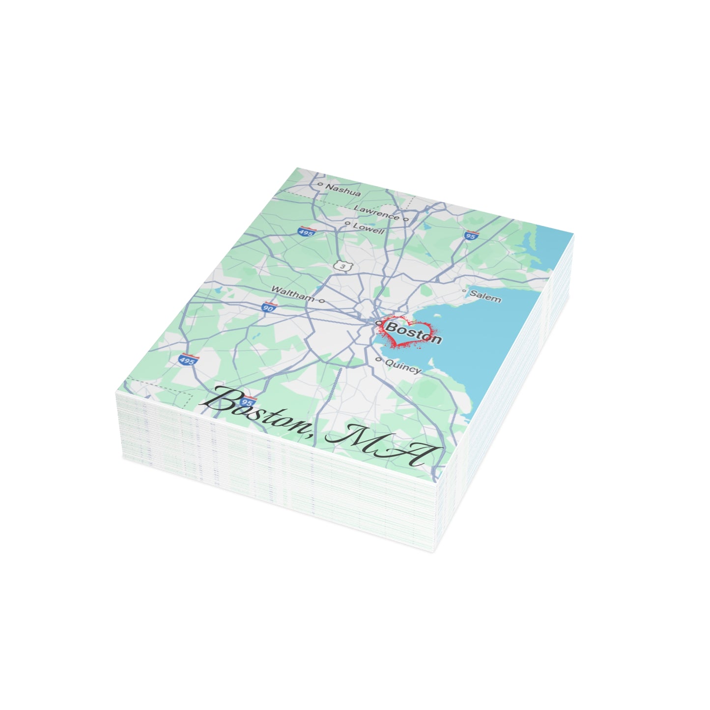 Boston Map Postcard Bundle - Personalized Travel Keepsake, Perfect for Souvenirs, Gifts, Wedding Invitations, or Event Thank You Cards