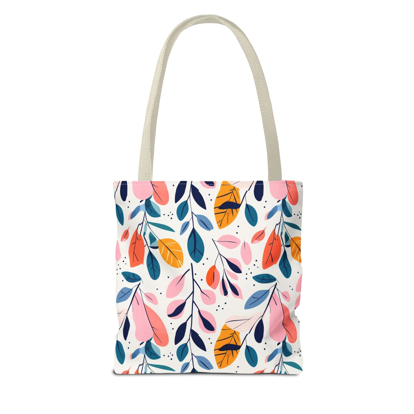 Floral Leaves Tote Bag — Colorful Botanical All-Over Print Bag