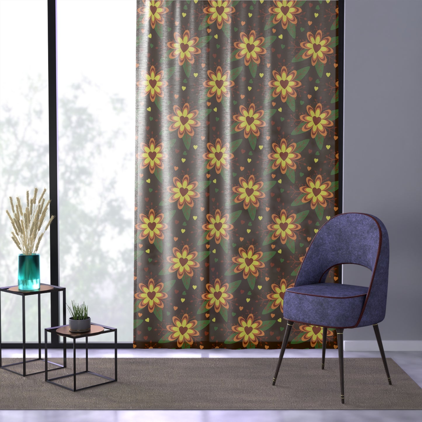 Floral Window Curtain, Bohemian Home Decor, Living Room Drapes, Sunny Bedroom Curtains, Spring Home Accessories, Gift Idea