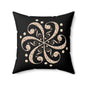 Decorative Throw Pillow with Floral Design, Home Decor, Cozy Living Room Accent, Gift Idea, Black and Cream Cushion
