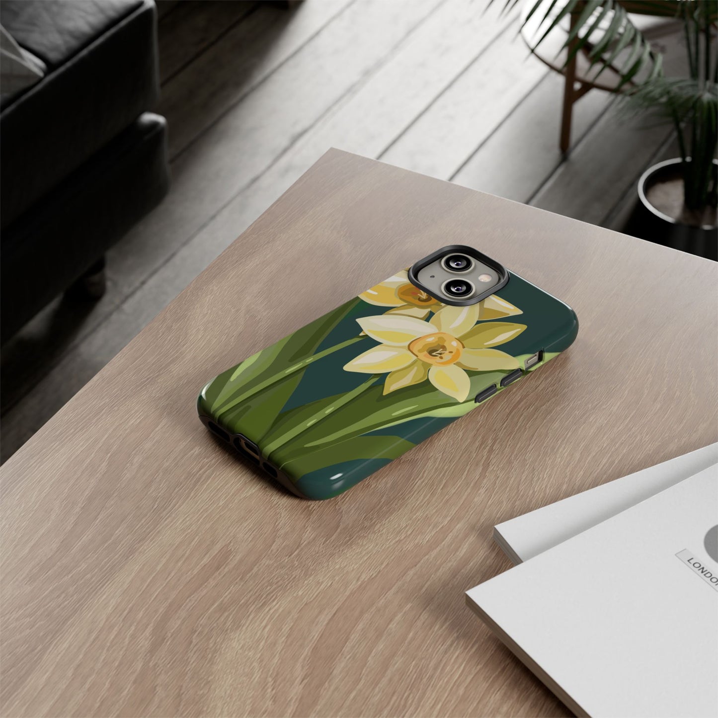 Floral Phone Case - Yellow Daffodil Design, Tough Phone Cover, Spring Decor, Floral Gift, Nature-Inspired Accessories
