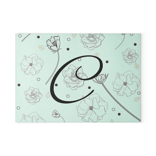 Personalized Floral Glass Cutting Board, Kitchen Decor, Wedding Gift, Housewarming Gift, Cooking Gift, Custom Kitchen Accessory