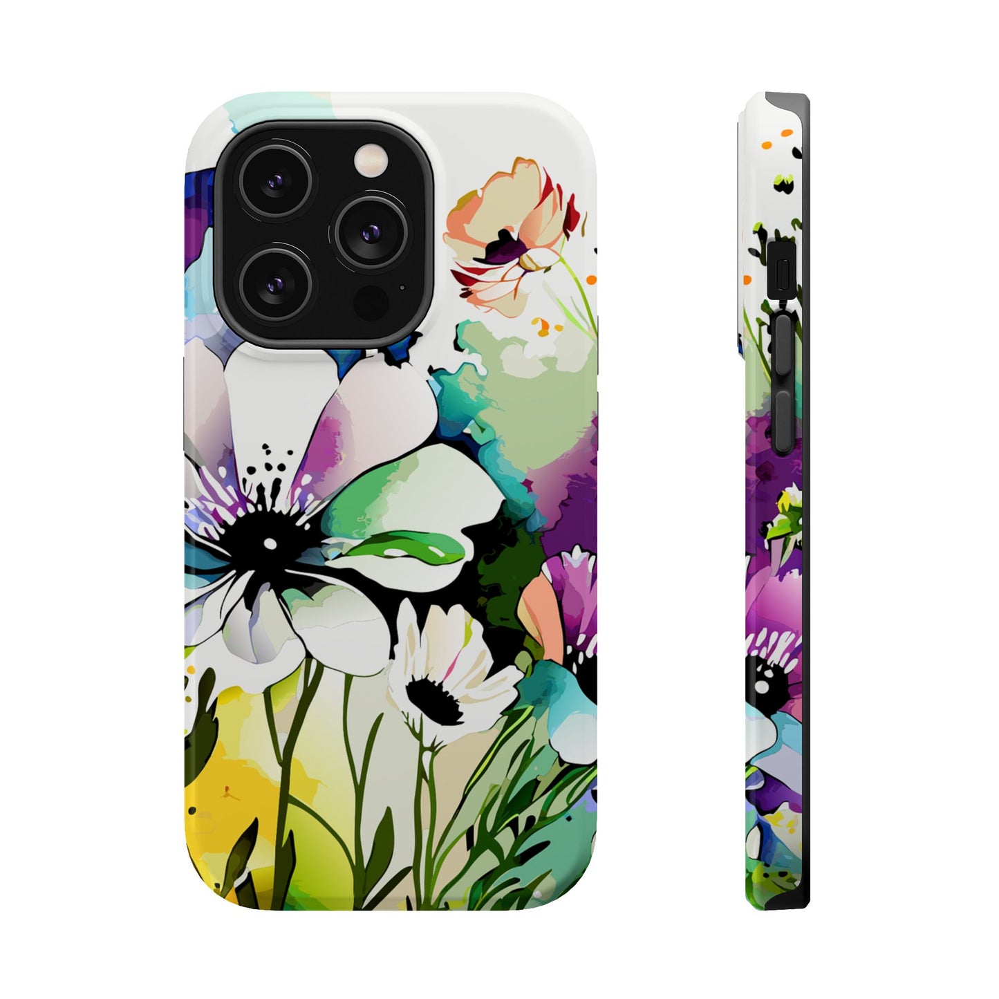 Floral Watercolor Magnetic Phone Case — Impact‑Resistant Protective Cover